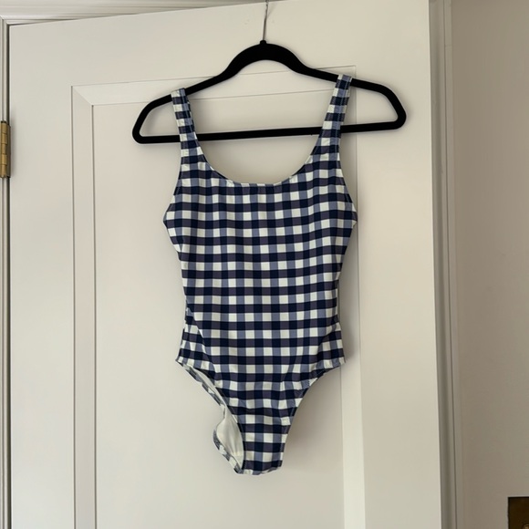 Solid & Striped Anne Marie Navy Gingham One Piece Swimsuit XS - Picture 4 of 6